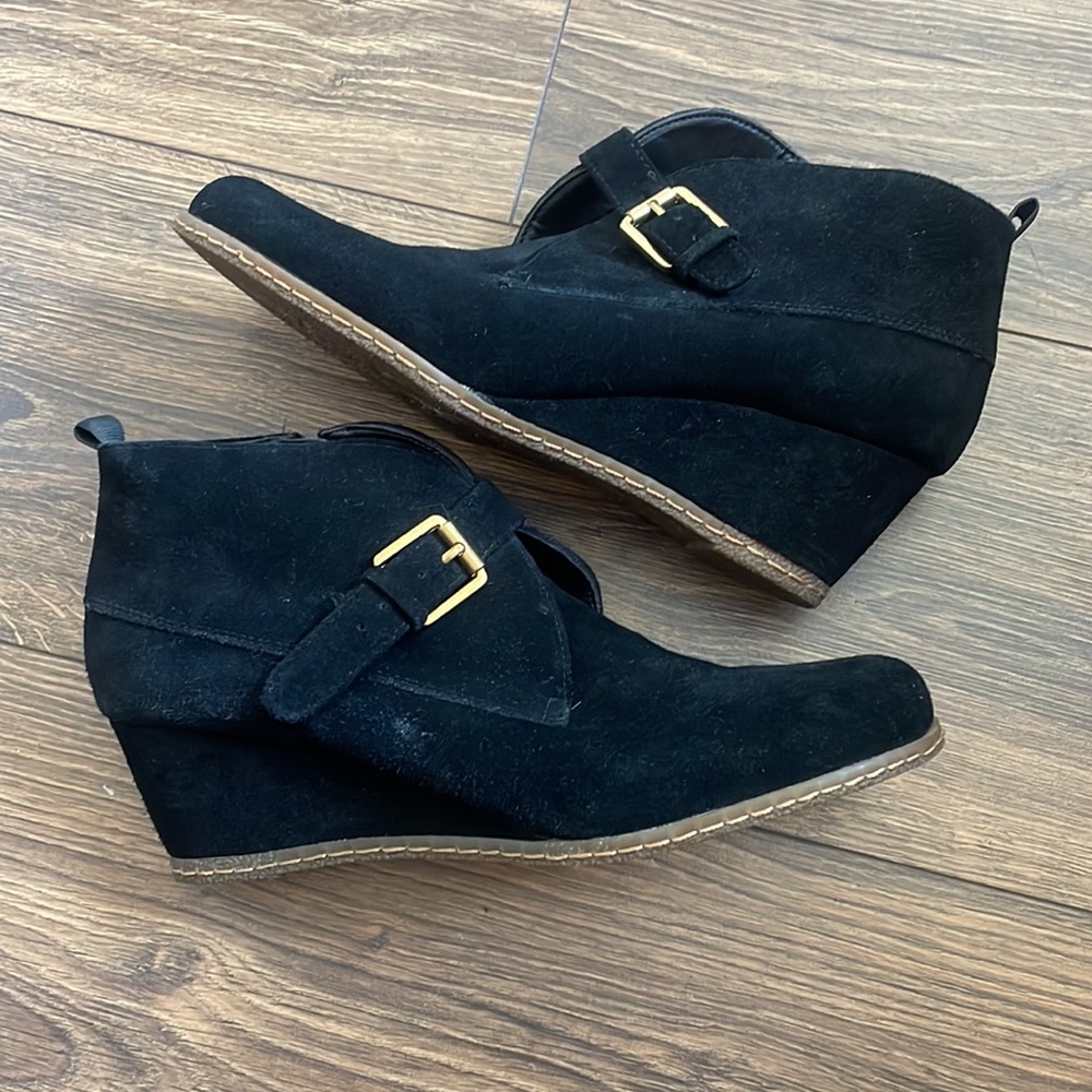 Franco Sarto Black Suede Ankle Boots